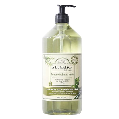 A LA MAISON French Liquid Hand Soap, Rosemary Mint - Natural Hand Wash Made with Essential Oils - Biodegradable, Plant-Based, Vegan, Cruelty-Free, Alcohol & Paraben Free (33.8 oz, 1 Pack)