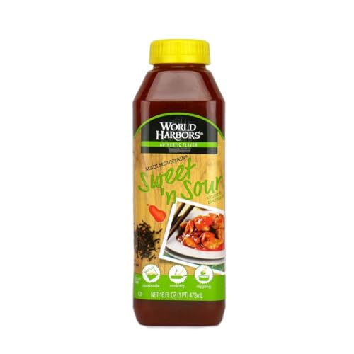 World Harbors Maui Sweet and Sour Sauce - Hawaii Style Perfect for Dipping, Dumplings, Chicken Nuggets, Various Meats Including Beef, Pork, Seafood & Vegetable Made in USA 16-Fl Oz Bottles (Pack of 1)