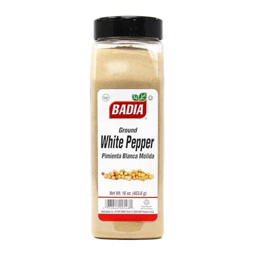 Badia Ground White Pepper, 16 oz – Smooth, Mellow Heat and Delicate Flavor for Light Sauces, Soups, Poultry and Seafood