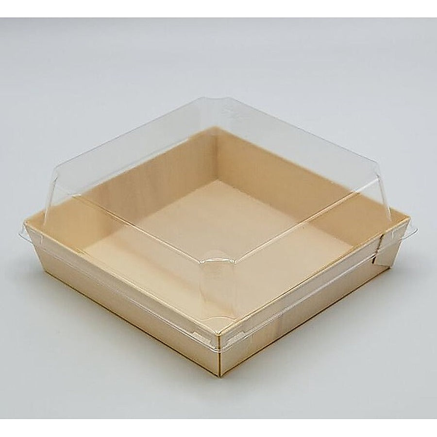 1-PACK OF TRAY WOOD 4.6X4.6 W/CLR CVR