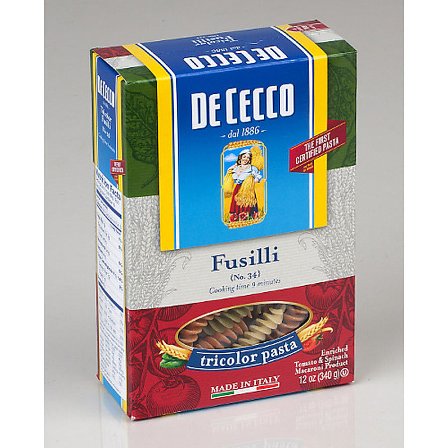 12-PACK OF PASTA FUSILLI TRI COLR