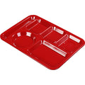 24-PACK OF TRAY SCHOOL 6-COMP POLY RED