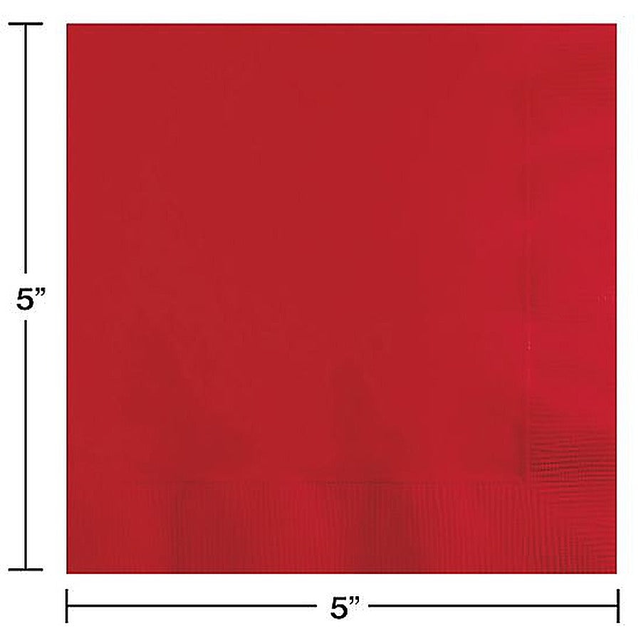 12-PACK OF Napkin Bev 2-ply Classic Red Square 5"