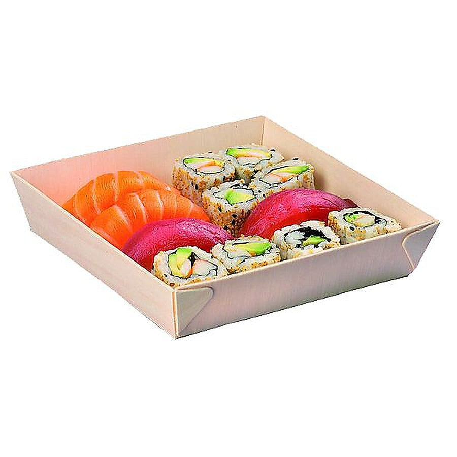100-PACK OF TRAY SQUARE WOODEN 28 OZ