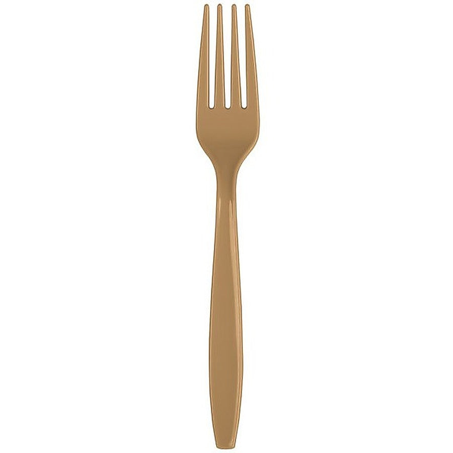12-PACK OF FORK PLASTIC GLTTRNG GLD 7"