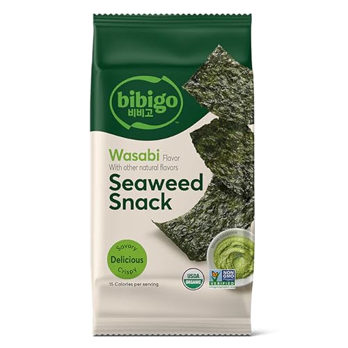 Bibigo Wasabi Flavor Seaweed Snack, Non GMO, Gluten Free, 0.35 Ounces (Pack Of 1)