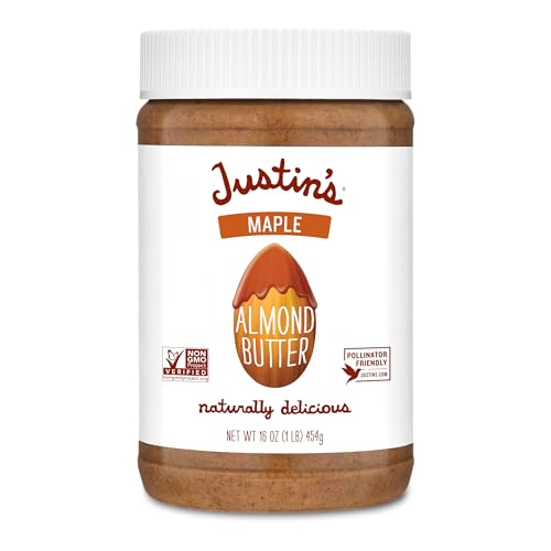 Justin's Maple Almond Butter, No Stir, Gluten-free, Non-GMO, Responsibly Sourced, 16 Ounce Jar