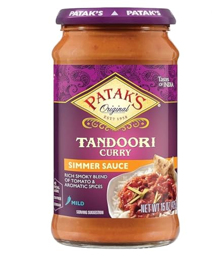 Patak’s Tandoori Simmer Sauce, Pack of 1 – Rich smoky Blend of Tomato and Aromatic Spices, No Artificial Flavors, Gluten Free, Vegetarian Friendly