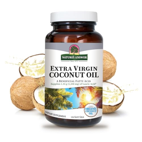 Nature's Answer Extra Virgin Coconut Oil Softgels Organic Coconut Oil Multi-Purpose Non-GMO Ideal for For Hair Skin Body Moisturizer Gluten Free Paleo Friendly (120 Capsules)