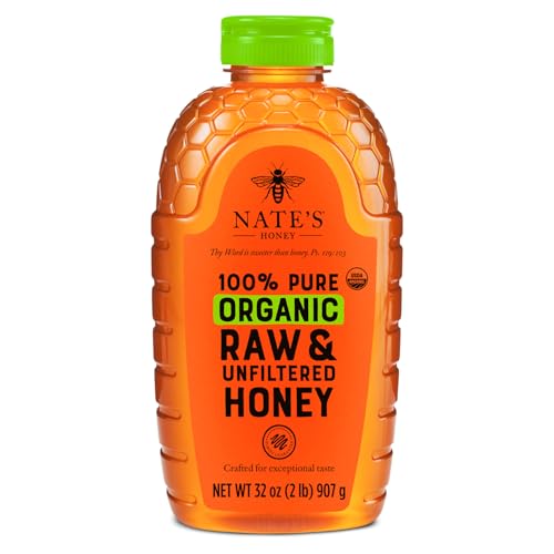 Nate's Organic 100% Pure, Raw & Unfiltered Honey - USDA Certified Organic - 32oz. Squeeze Bottle