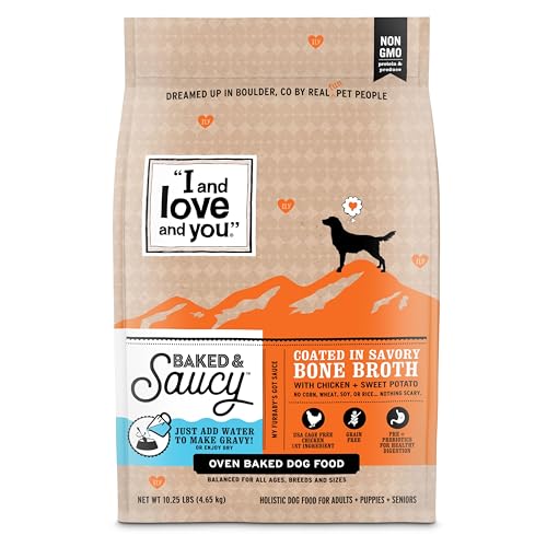 I AND LOVE AND YOU Baked and Saucy Dry Dog Food - Chicken + Sweet Potato - Prebiotic + Probiotic, Real Meat, Grain Free, No Fillers, 10.25lb Bag