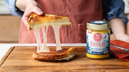 4th & Heart Himalayan Pink Salt Grass-Fed Ghee, Clarified Butter, 1:1 Butter Substitute, Pasture-Raised, Lactose & Casein Free, 9 oz