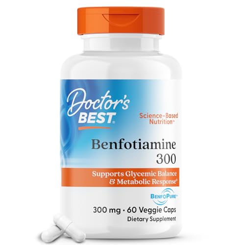 Doctor's Best Benfotiamine 300 with BenfoPure, Helps Maintain Healthy Glucose Metabolism, Non-GMO, Vegan, Gluten Free, Soy Free, 300 mg, 60 Veggie Caps