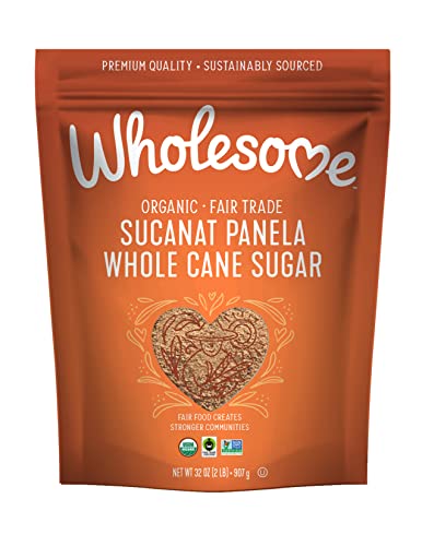 Wholesome Sweeteners 32-Ounce Organic Sucanat Panela Whole Cane Sugar, Fair Trade, Non-GMO Project Verified, Gluten Free & Vegan for Baking, Sprinkling and More, 1 Pack