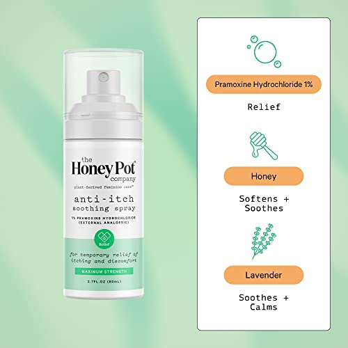 The Honey Pot Company - Feminine Anti-Itch Spray - at Home or On The Go Medicated to Relieve Itch and Irritation. Maximum Strength - 2.71 fl. Oz.