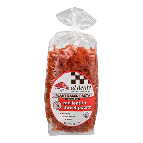 Al Dente Gluten Free Plant Based Red Lentil Sweet Potato Pasta 8 oz (Pack of 6)