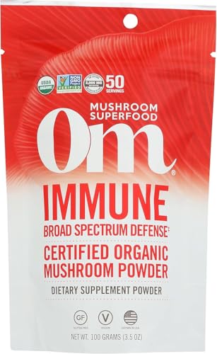 OM MUSHROOM SUPERFOOD Immune Blend Mushroom Powder Superfood Supplement, 3.5 Ounce, 50 Servings, Mushroom Blend, Reishi & Turkey Tail; Daily Immune Support Supplement