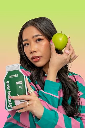 ESW Beauty Green Reset - Anti-Aging Raw Juice Face Mask - Revitalizing with Kale, Spinach, Broccoli & Apple for Mature Skin - Boosts Collagen & Reduces Wrinkles