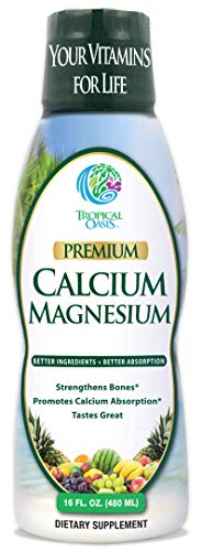 Tropical Oasis Liquid Calcium & Magnesium - Natural formula w/ support for strong bones - Liquid vitamins w/ calcium, - 16oz, 32 Serv.