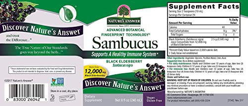 Nature's Answer Sambucus Dietary Supplement, Original for Daily Immune and Antioxidant Support | Made in The USA | Alcohol-Free, Gluten-Free & Vegan 8oz