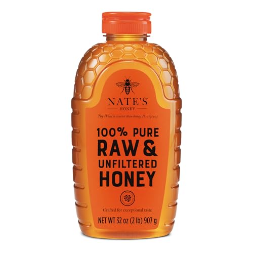 Nate's 100% Pure, Raw & Unfiltered Honey - Award-Winning Taste, 32oz. Squeeze Bottle