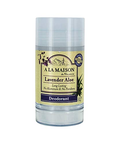 A La Maison de Provence Natural Aluminum-Free Deodorant Traditional French Milled Formula | Long Lasting Safe and Effective | Free of SLS, Parabens and Sulfates (2.4 Oz., Lavender Aloe)