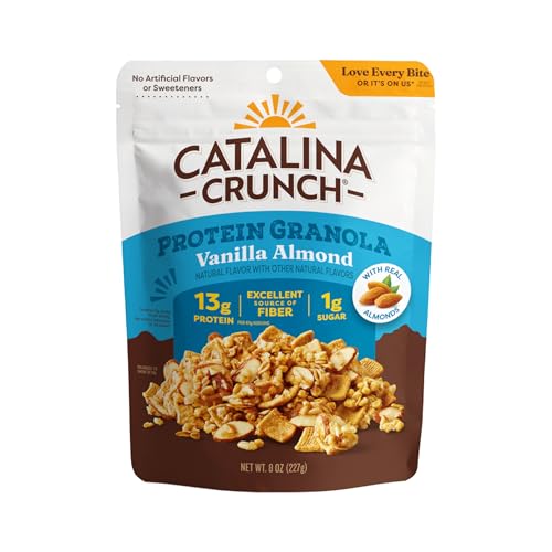 Catalina Crunch Protein Granola - Low Sugar Breakfast Cereal with 13g of Protein - Gluten Free, Keto Friendly - Vanilla Almond - 8 oz. Bag (Pack of 1)
