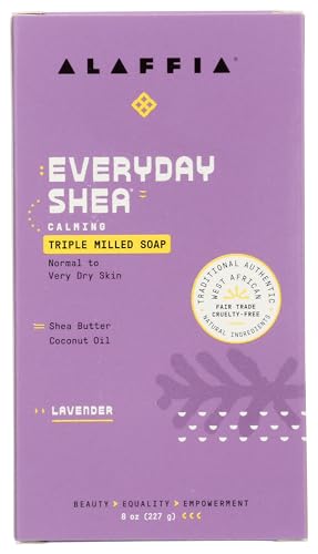 Alaffia Lavender Everyday Shea Bar Soap, 8 OZ
