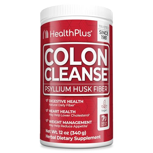 Health Plus Colon Cleanse - Natural Daily Fiber Powder- Gluten Free, Detox, Heart Healthy (12 Ounces, 48 Servings)