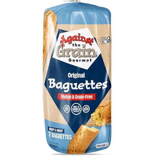 Against the Grain Gluten-Free Original Baguettes, 15 oz, No Grains, Seed Oils or Preservatives; Frozen Bread, 2 Baguettes