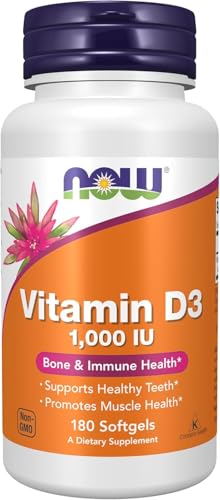 NOW Foods, Vitamin D-3, High Potency, 1,000 IU, 180 Softgels