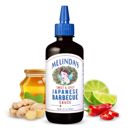 Melinda’s Japanese BBQ Sauce - Gourmet Japanese Spicy Sauce and Marinade Made with Soy, Ginger, Garlic, Red Chilies & Honey - Gluten Free - 12oz, 1 Pack