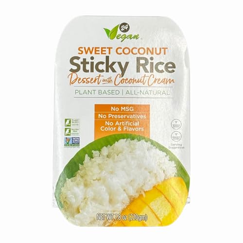 24Vegan - Sweet Coconut Sticky Rice | Ready to Eat Vegan Dessert, Gluten-Free | Organic Coconut Rice Pudding (7.8oz) - Pack of 1