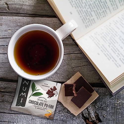 Numi Organic Chocolate Pu-erh Tea, 16 Dark Tea Bags, Aged Yunnan Pu-erh Tea with Cocoa