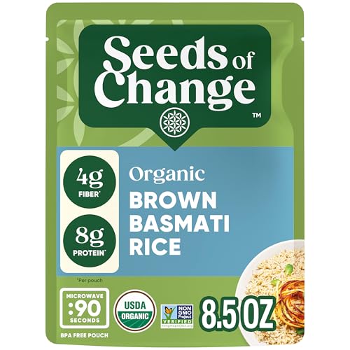 SEEDS OF CHANGE Certified Organic Brown Basmati Rice, Organic Food, 8.5 OZ Pouch
