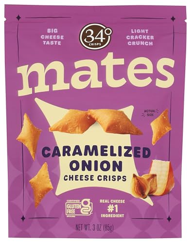 34 Degrees Caramelized Onion Cheese Crisps Mates, 3 OZ