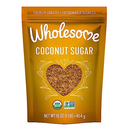 Wholesome Sweeteners 16-Ounce Organic Coconut Sugar, Non GMO, Gluten Free & Vegan Sweetener, for Baking, Sauces, and Smoothies, 1 Pack