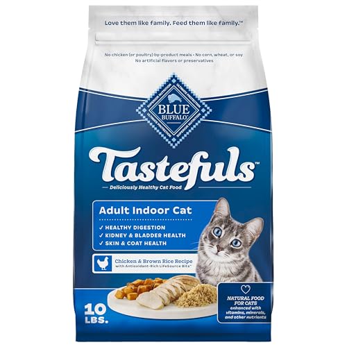 Blue Buffalo Blue Tastefuls Natural Adult Indoor Cat Chicken & Brown Rice Recipe Food for Cats 10 lb