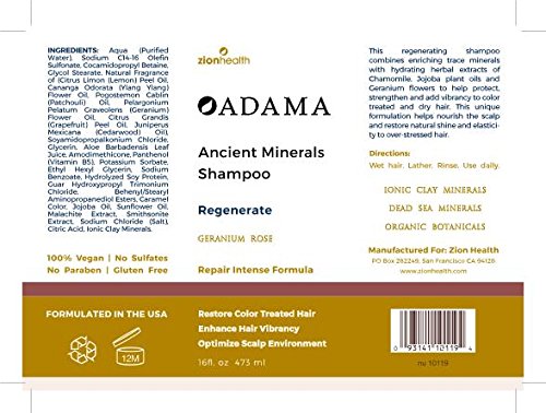 Adama Regenerate Shampoo Zion Health 16 fl oz Liquid
