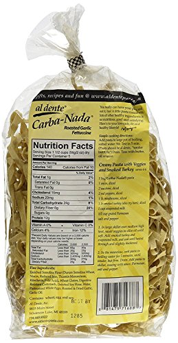 Al Dente Pasta Carba-Nada Roasted Garlic Fettuccine 10 Ounce Bag