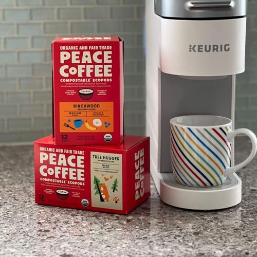 Peace Coffee Birchwood Compostable Coffee Pods | Breakfast Blend, Medium Roast | Organic Fair Trade | Shade Grown, Fresh Roasted | 12 Count
