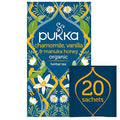 Pukka Calming Chamomile, Vanilla & Manuka Honey Organic Herbal Tea, Soothing Organic Tea Infusion Selection, Honey & Fennel Blend, Caffeine Free, 20 Total Tea Bags