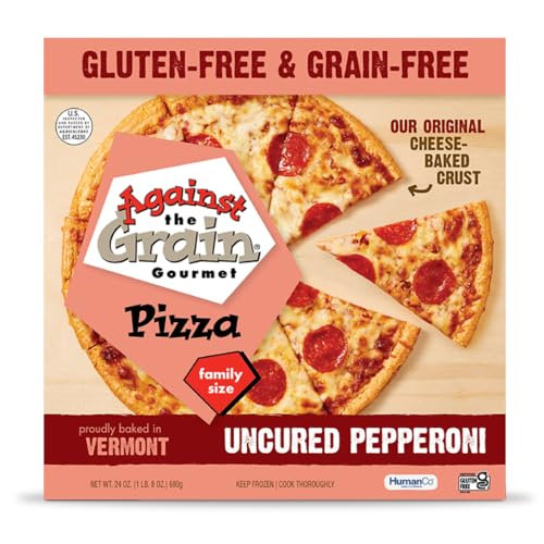 Against the Grain Gluten-Free Pepperoni Original Crust Pizza, No Grains, Seed Oils, Preservatives, or Gums, Frozen, Family Size (24 oz)