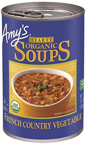 Amy’s Soup, Vegan Hearty French Country Vegetable Soup, Gluten Free, Made With Organic Rice, Vegetables and Herbs, Canned Soup, 14.4 Oz