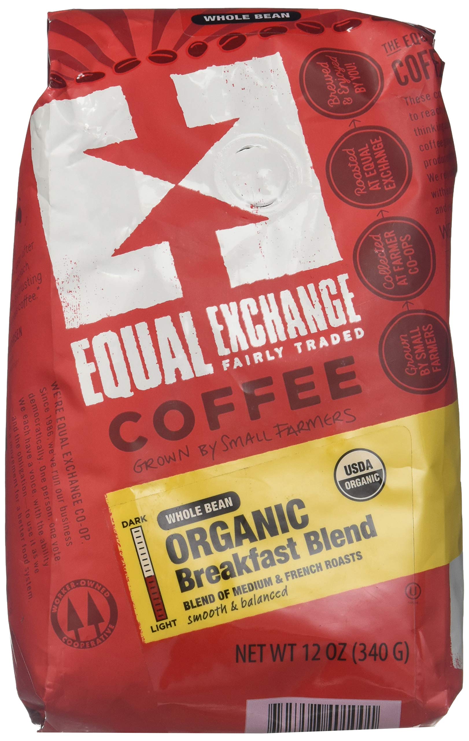 Whole Bean Organic Coffee Breakfast Blend Equal Exchange 12 oz Bag