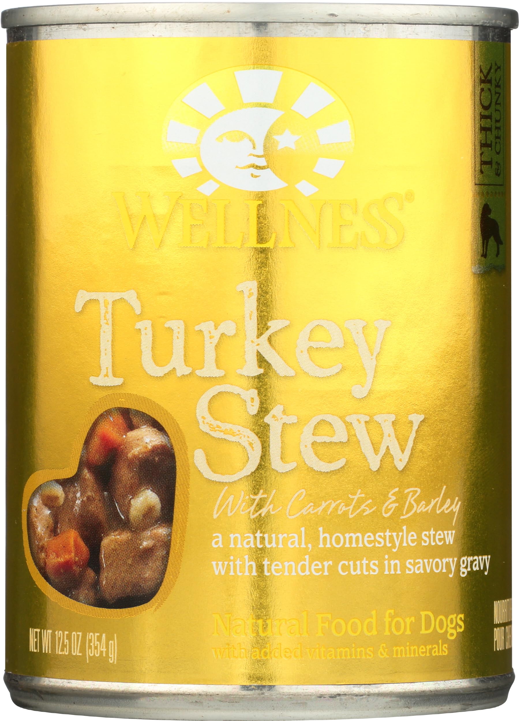 Wellness Natural Pet Food Grain Free Wet Canned Dog Food, Turkey Stew, 12.5 oz