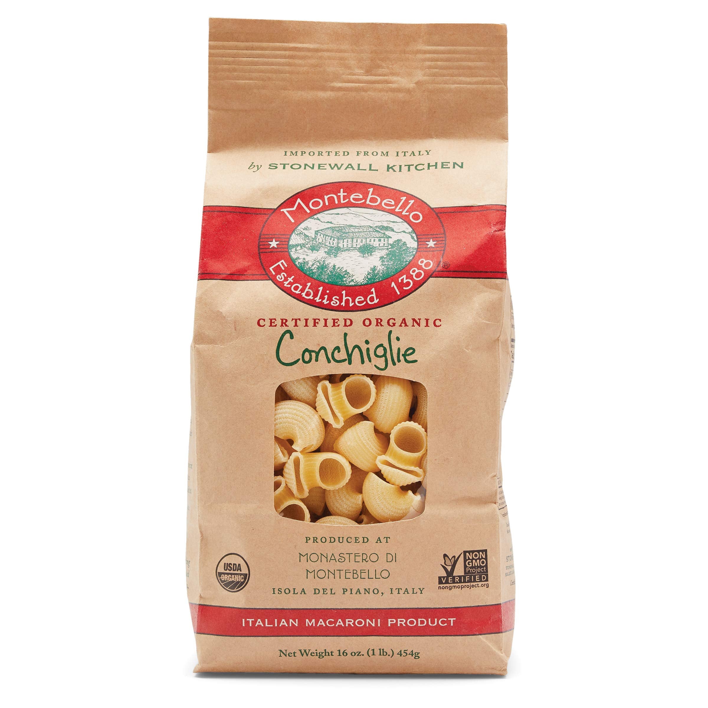 Montebello, Organic Conchiglie Premium Italian Pasta, 16 oz.
