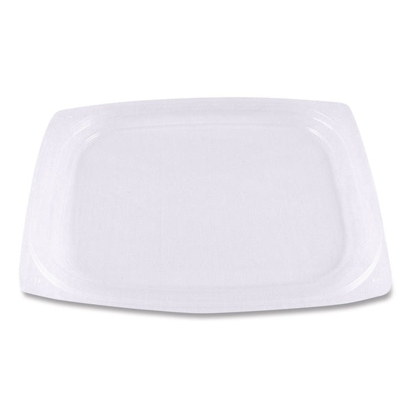 900-PACK OF World Centric RDLCS8 4.8 in. x 5.9 in. x 0.3 in. PLA Rectangular Plastic Deli Container Lids - Clear (900/Carton)