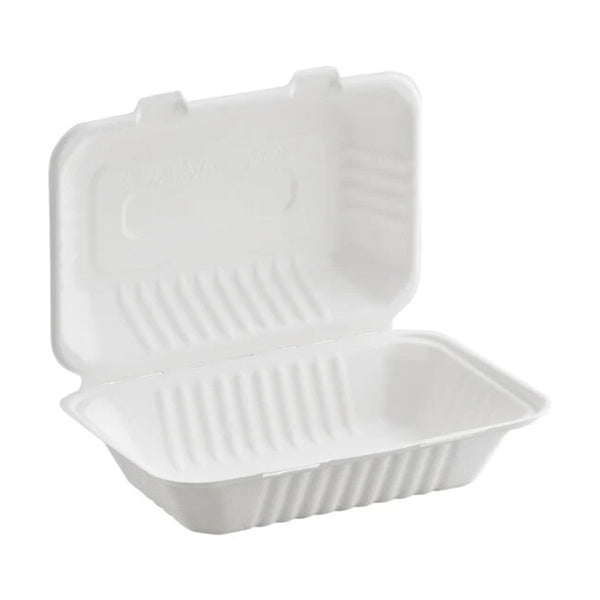 200-PACK OF D & W Earth Smart™ 9 x 6 x 3 Molded Fiber Hinged Take Out Container - White