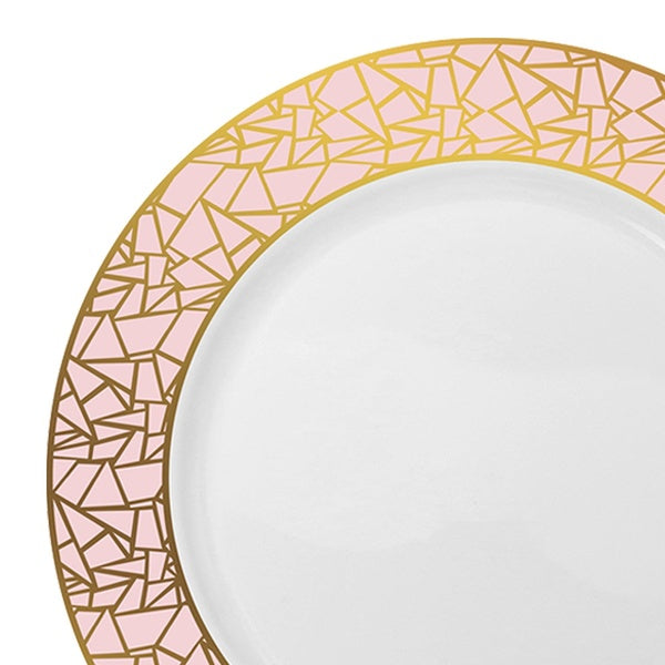 24-PACK OF Plate Appetizer 7.5" White Pink Gold